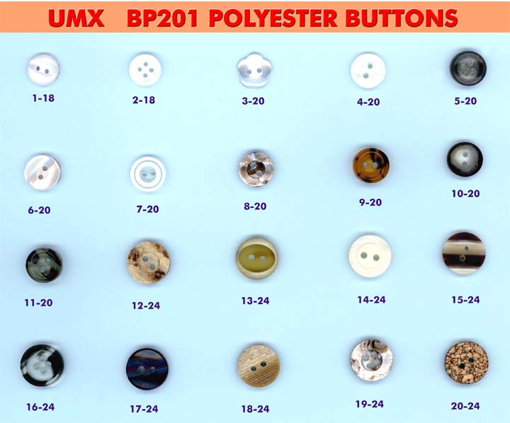 Polyester Buttons, 2-hole, 4-hole, Sew-Through Buttons, Clothing Buttons BP201-10