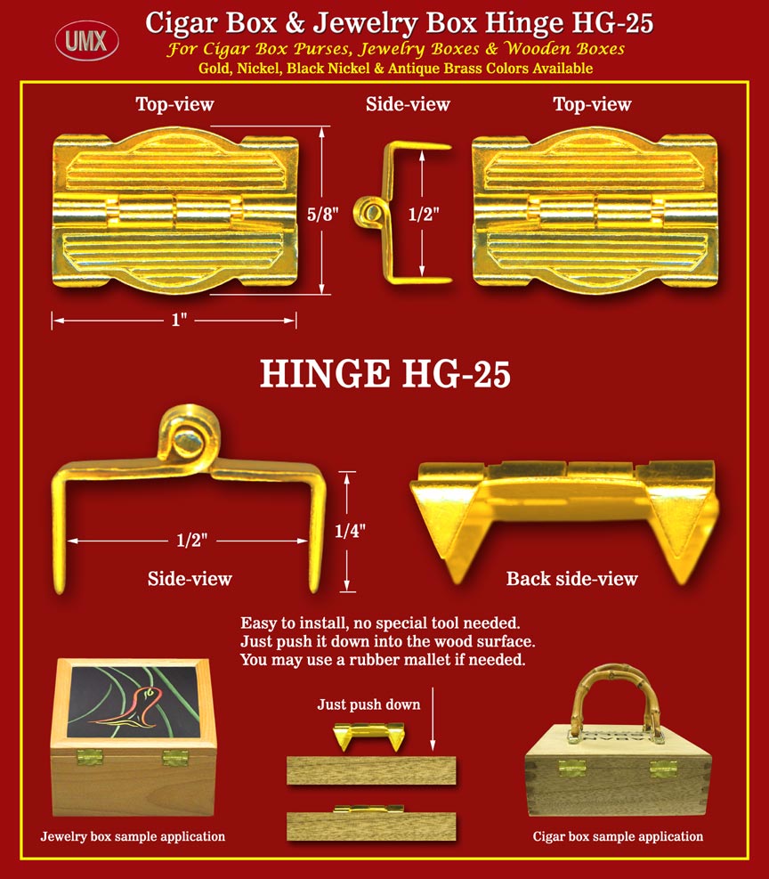 Metal Hinges: Cigar Box, Jewelry Box, Wood Box Hinge Hardware Accessories -  HG-25