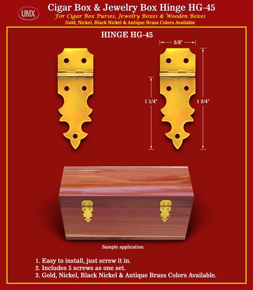 HG-45 Metal Hinge With Screws For Cigar Box, Jewelry Box, Wood Boxes Hardware Accessory