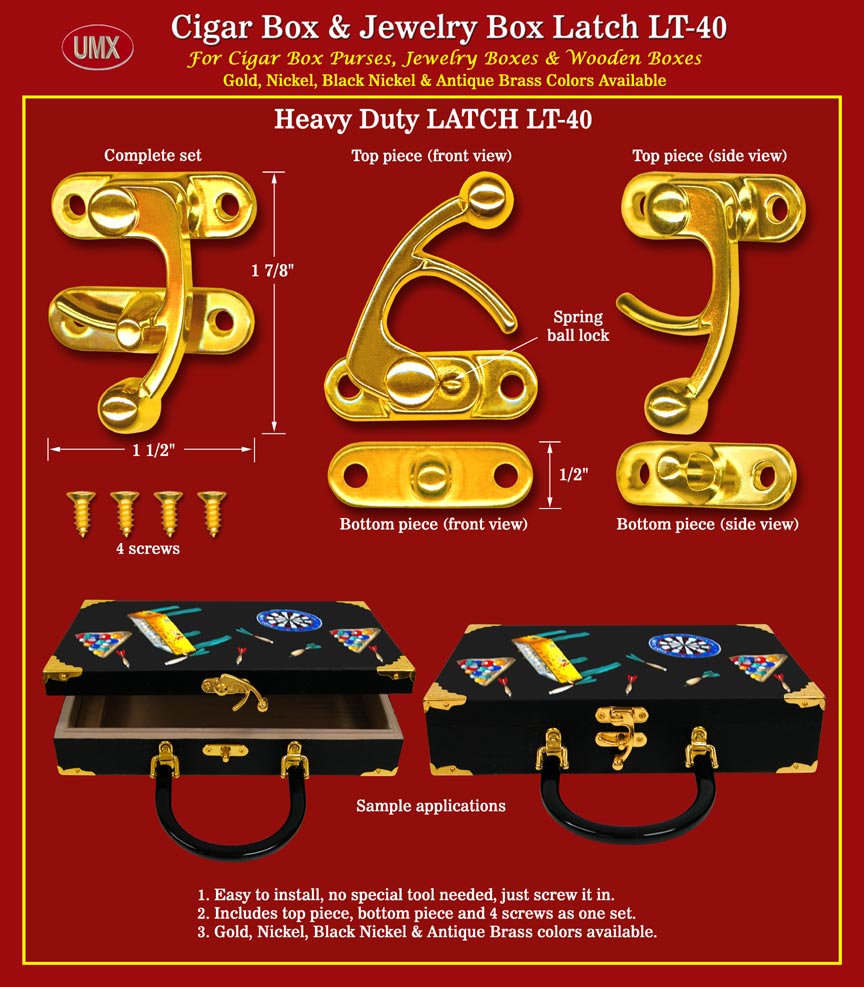 The LT-40 latches can be used as cigar box latch, doo latch or tool box latches.