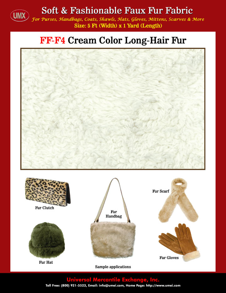 Cream Color Long Hair Fur Purse Fabric Wholesale Store and Cream Color Fur Handbag Fabric Stores.