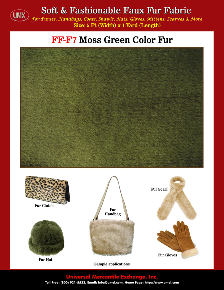 Moss Green Color Fake Fur Purse Fabric Wholesale Store and Moss Green Color Fake Fur Handbag Fabric Stores.