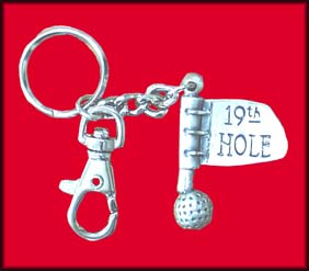 Key Chain with 19th Hole Golf Ball Flag