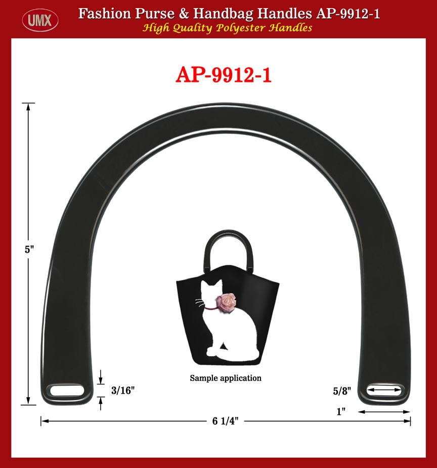 Plastic Handbag: Purse: Black Color Handle for webbing and strap hanger