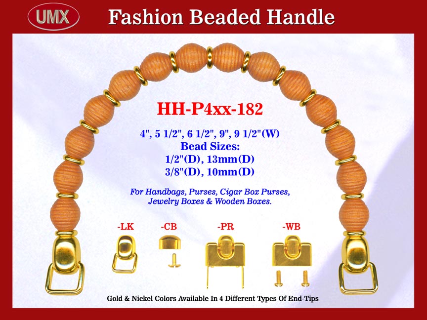Beaded Designer Handbag Handle HH-P4xx-182 For Cigar Purse, Wooden Box