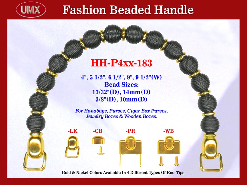 Beaded Designer Handbag Handle HH-P4xx-183 For Cigar Purse, Wooden Box