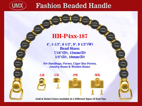 Beaded Designer Handbag Handle HH-P4xx-187 For Cigar Purse, Wooden Box