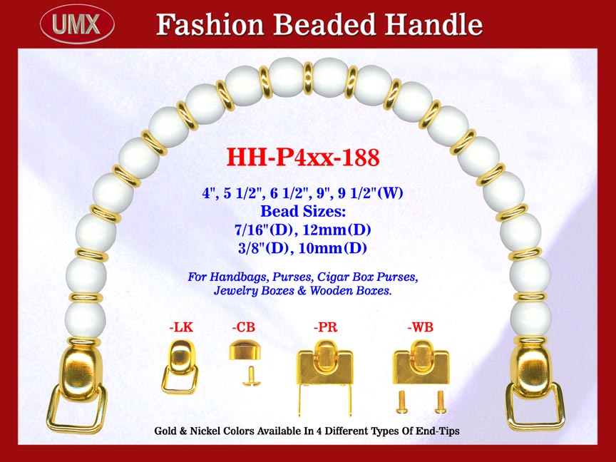 Beaded Designer Handbag Handle HH-P4xx-188 For Cigar Purse, Wooden Box