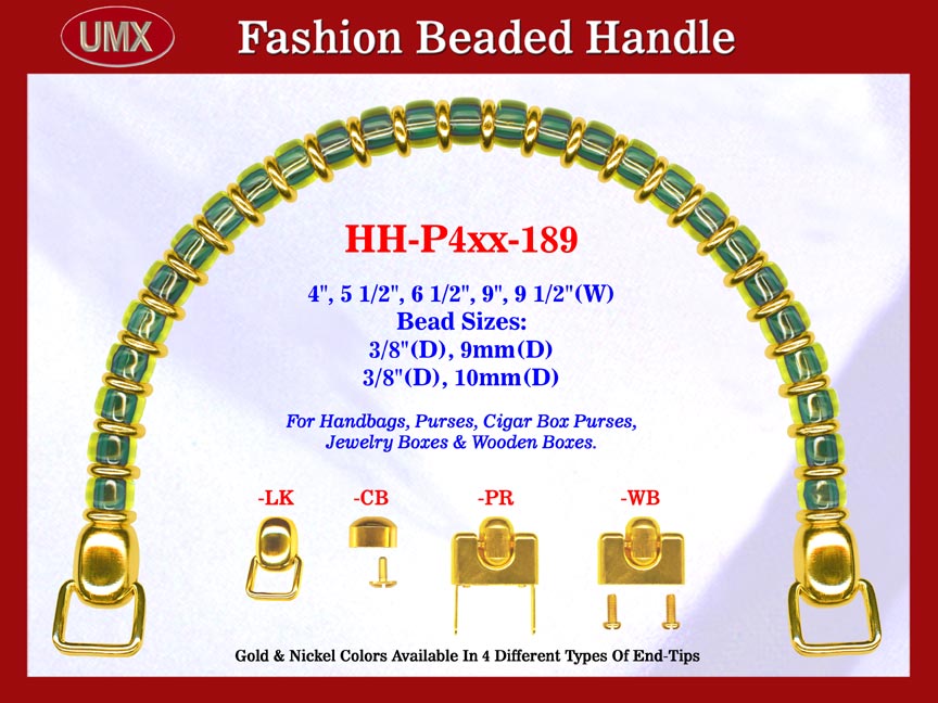 Beaded Designer Handbag Handle HH-P4xx-189 For Cigar Purse, Wooden Box