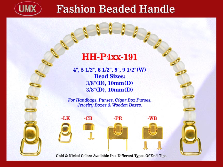Beaded Designer Handbag Handle HH-P4xx-191 For Cigar Purse, Wooden Box