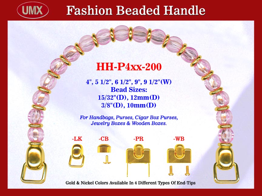 Beaded Designer Handbag Handle HH-P4xx-200 For Cigar Purse, Wooden Box