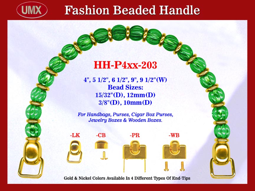 Beaded Designer Handbag Handle HH-P4xx-203 For Cigar Purse, Wooden Box
