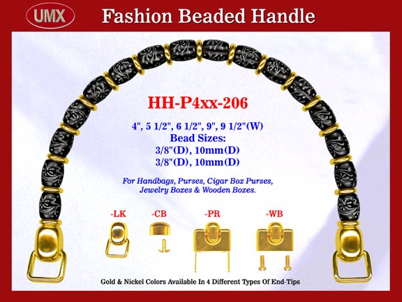 Beaded Designer Handbag Handle HH-P4xx-206 For Cigar Purse, Wooden Box