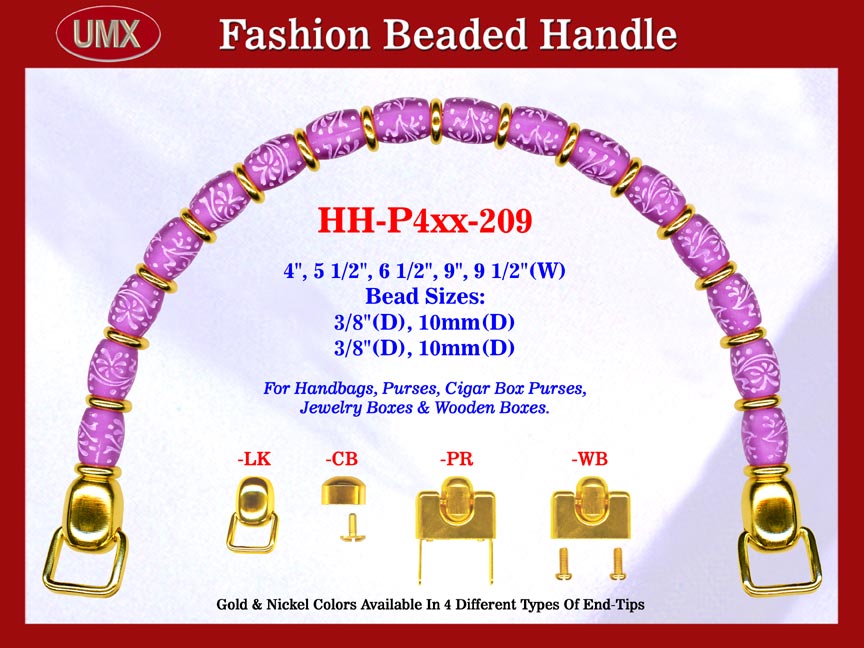 Beaded Designer Handbag Handle HH-P4xx-209 For Cigar Purse, Wooden Box