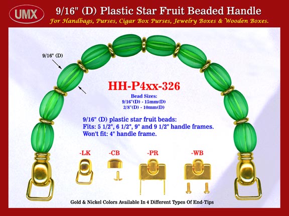 Cigar Purse Handle: Cigar Box Purse Handle, Star Fruit Beads Beaded Handle: Cigar Purse Handles - HH-Pxx-326
