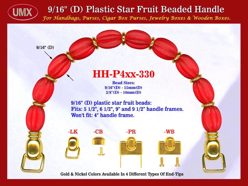Cigar Purse Handle: Cigar Box Purse Handle, Star Fruit Beads Beaded Handle: Cigar Purse Handles - HH-Pxx-330