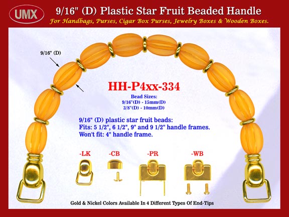 Cigar Box Handle: Cigar Purse Handle, Star Fruit Beads Beaded Box Handles: Box Purse Handle - HH-Pxx-334