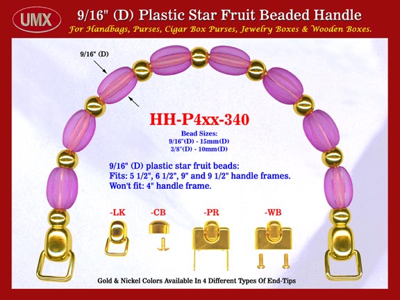 Cigar Purse Handle: Cigar Box Purse Handle, Star Fruit Beads Beaded Handle: Cigar Purse Handles - HH-Pxx-340
