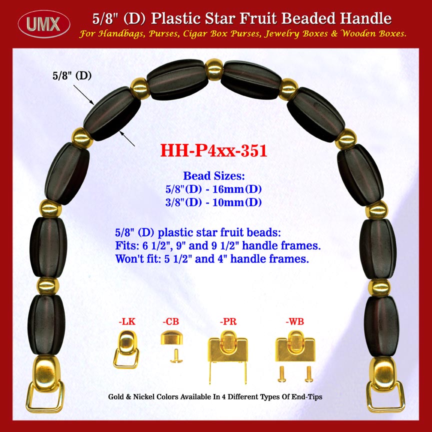 Wholesale Cigar Purse Handle, Wood Cigar Purse Star Fruit Beads Handle: Wooden Cigar Purse Handles - HH-Pxx-351