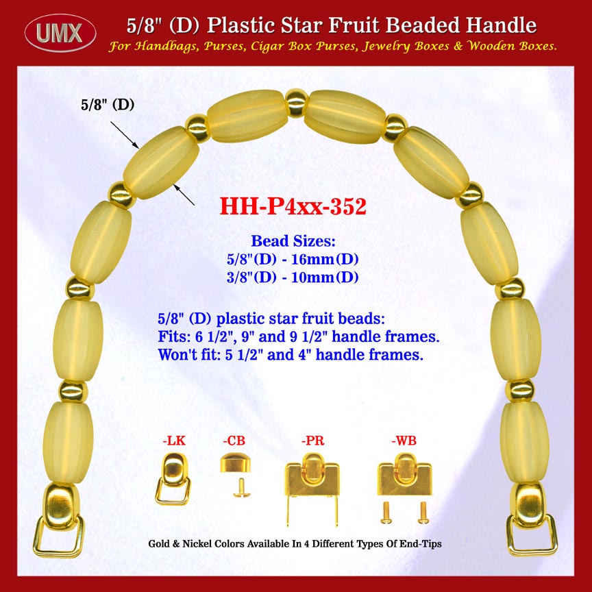 Wholesale Cigar Purse Handle, Wood Cigar Purse Star Fruit Beads Handle: Wooden Cigar Purse Handles - HH-Pxx-352