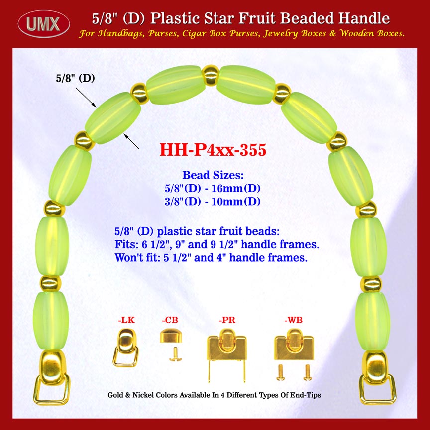 Wholesale Cigar Purse Handle, Wood Cigar Purse Star Fruit Beads Handle: Wooden Cigar Purse Handles - HH-Pxx-355