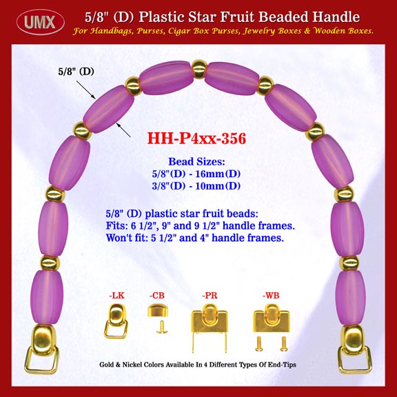Wholesale Cigar Purse Handle, Wood Cigar Purse Star Fruit Beads Handle: Wooden Cigar Purse Handles - HH-Pxx-356