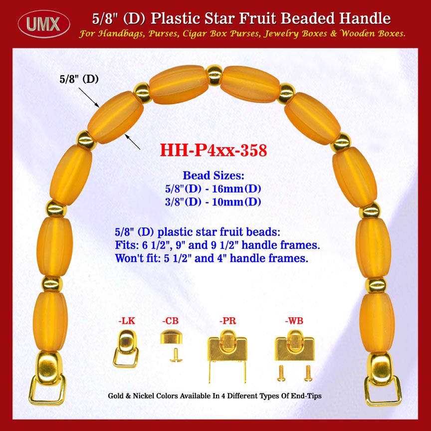 Wholesale Cigar Purse Handle, Wood Cigar Purse Star Fruit Beads Handle: Wooden Cigar Purse Handles - HH-Pxx-358