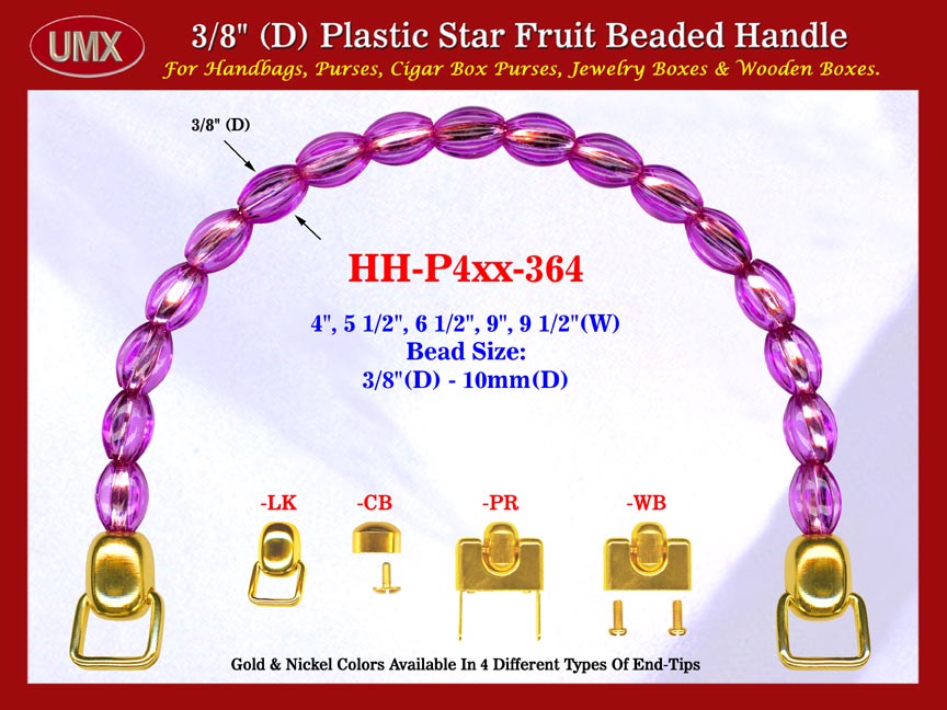 Cigar Box Handbag Purse Handle: Box Handbag Star Fruit Beads Purse Handle: Cigar Box Handbag Handles  - HH-Pxx-364