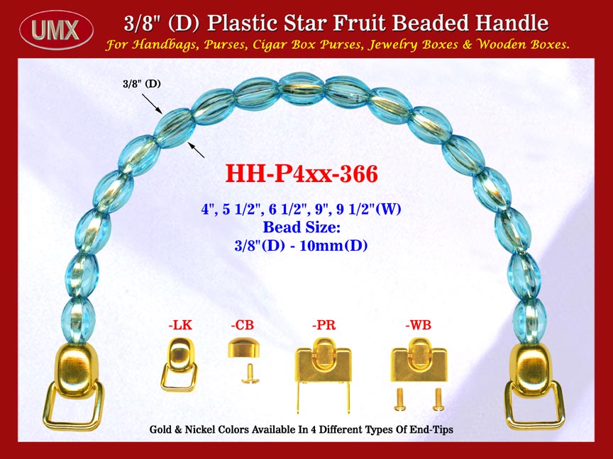 Cigar Box Handbag Purse Handle: Box Handbag Star Fruit Beads Purse Handle: Cigar Box Handbag Handles  - HH-Pxx-366
