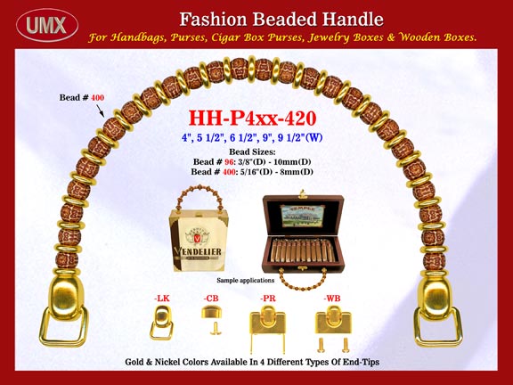 Metal Spacer Beads and Round Bone Beads: HH-Pxx-420 Beaded Handles For Handbags Making Supply