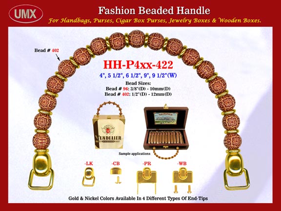 Sphere Pattern Beads and Metal Beads Beads: HH-Pxx-422 Beaded Handles For Wholesale Handbags Making Supply