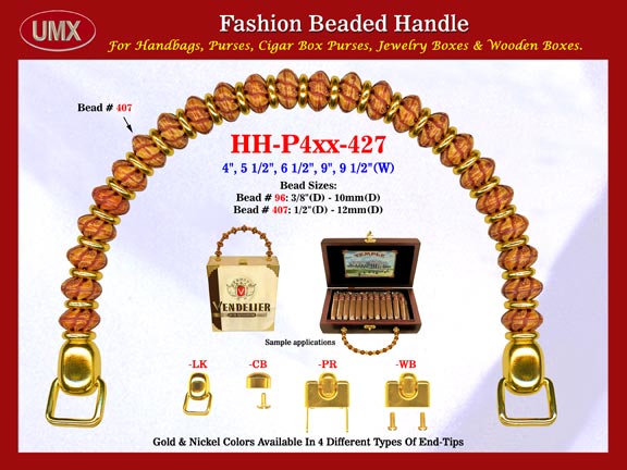 Clam Sea Shell Beads and Metal Gold Beads: HH-Pxx-427 Beaded Handles For Wholesale Handbags Making Supply