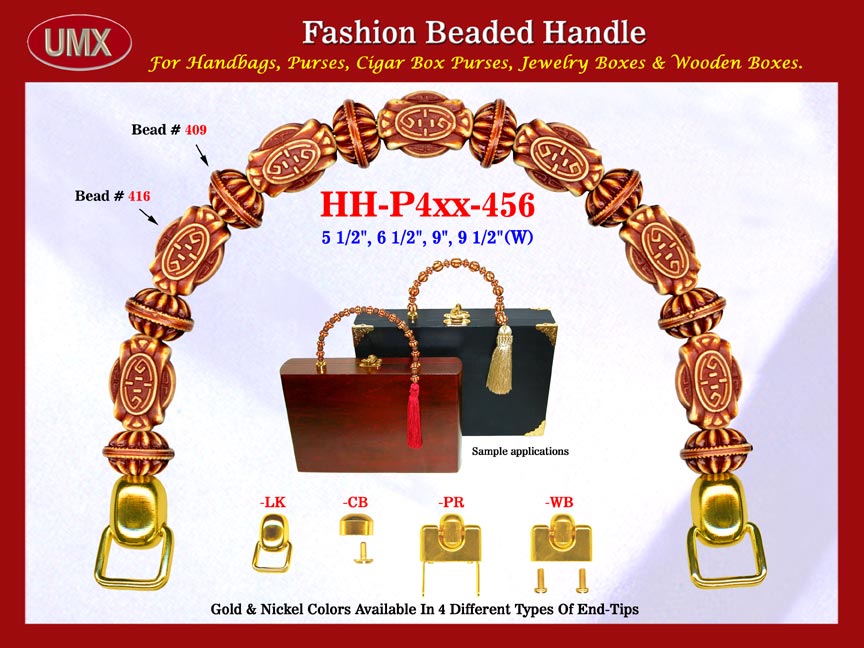 The wholesale designer purse handles are fashioned from mixed wholesale beads and wholesale saucer Beads.
