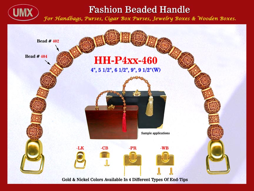 The wholesale jewelry boxes handles are fashioned from mixed wholesale flower pattern beads and wholesale cylinder beads.