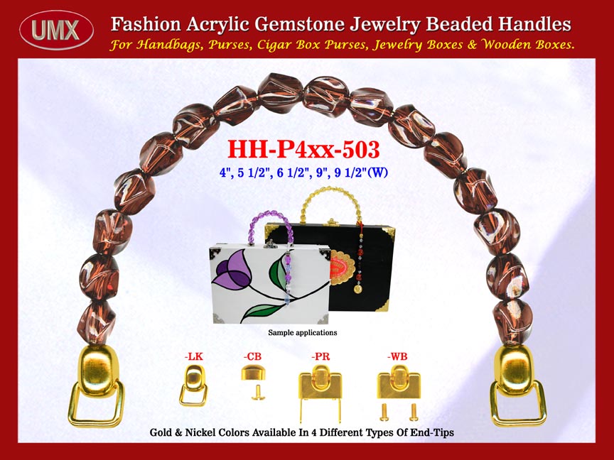 We are supplier of womens handbag making hardware accessory. Our womens wholesale handbag handles are fashioned from gemstone garnet beads - acrylic gemstone beads.
