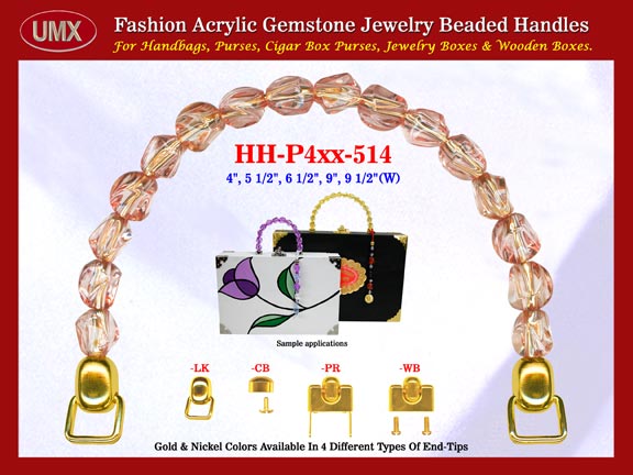 We are supplier of women's custom handbag making hardware accessory. Our wholesale women's custom handbag handles are fashioned from Agate gemstone beads - acrylic gemstone beads.