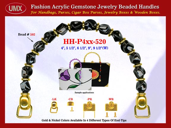 We are supplier of women's personalized handbag making hardware Supplies. Our wholesale women's personalized handbag handles are fashioned from onix gemstone beads - acrylic onix gemstone beads.