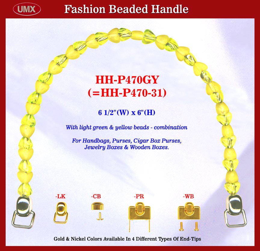 Large Picture of beaded handbag handle hh-p470gy