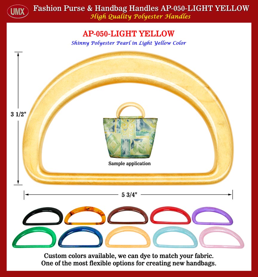 Handbag Handle AP-050: Stylish Light Yellow Color Plastic Purse handles