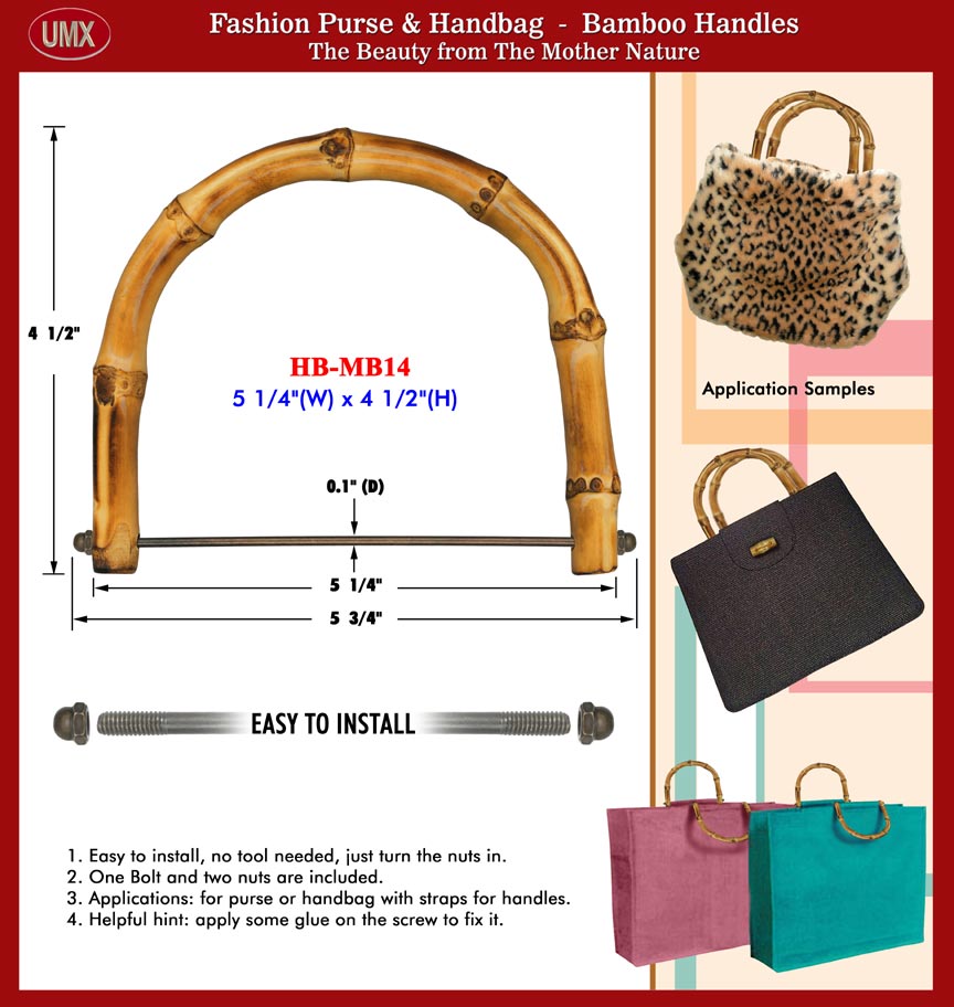 Bamboo Handles With Metal Bar: Fashion Bamboo Handle Hardware For Fashion Purses
and Handbags