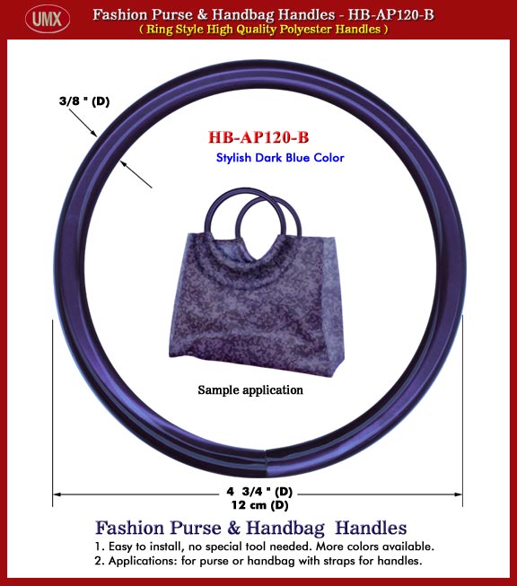 Fashion Purse and Handbag Polyester Plastic Handle - Stylish Dark Blue Color Ring
Style Handles