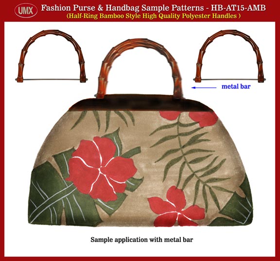 Fashion Purse and Handbag Polyester Plastic Handle Sample Patterns - Amber Color Bamboo Style
Handles