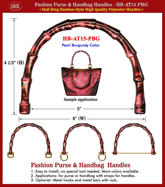 HB-AT15-PBG Fashion Purse and Handbag Polyester Plastic Handle - Bamboo Style Handles