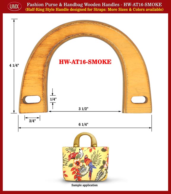 Wood Fashion Purse and Handbag Handle - Hand made Half-Ring Wooden
HW-AT16-SMOKE-COLOR