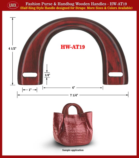 Fashion Purses and Handbags Wooden Handle - Hand made Half-Ring Wood HW-AT19