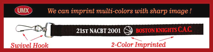 UMX LY-404HD Custom 2-Color Logo Lanyards - Boston Nights C.A.C.