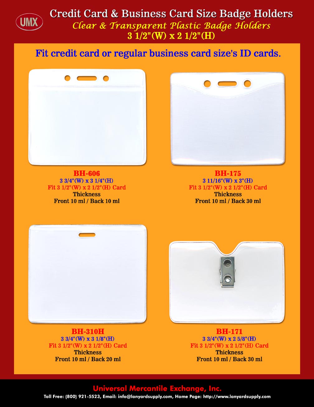 2-1/8 x 3-3/8 Plastic Credit Card ID Holders