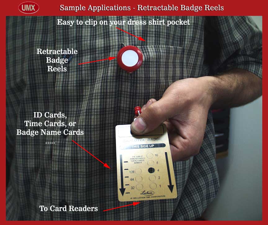 Badge Reel Clip on Dress Pocket - Sample Application