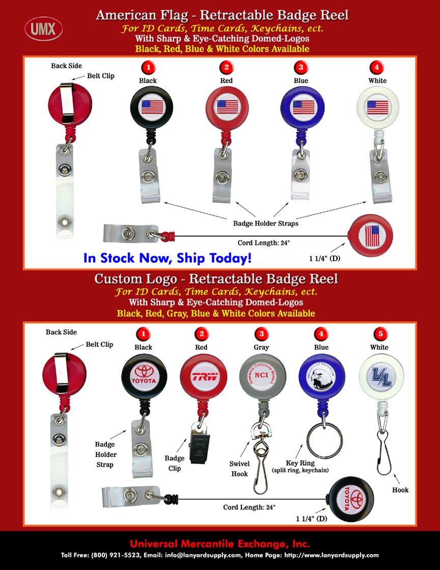 American Flag RT - 01 Retractable Badge Holder, ID Holder, Badge Reels, ID Reels
