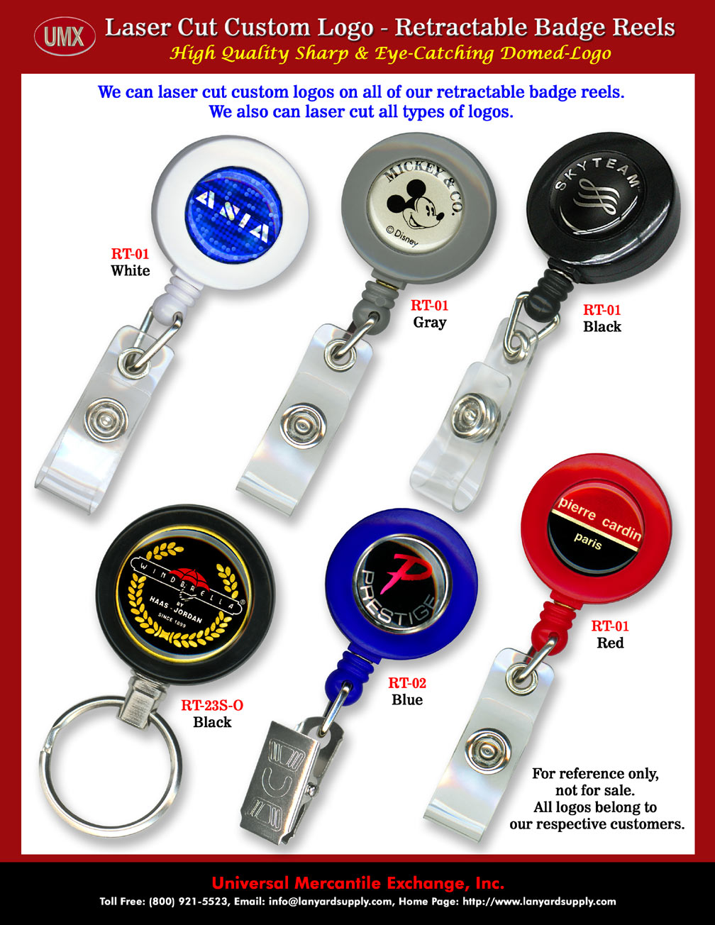 Laser Cut Custom Logo Retractable Badge Reel/Holder/Clip/Keychain/Keyring